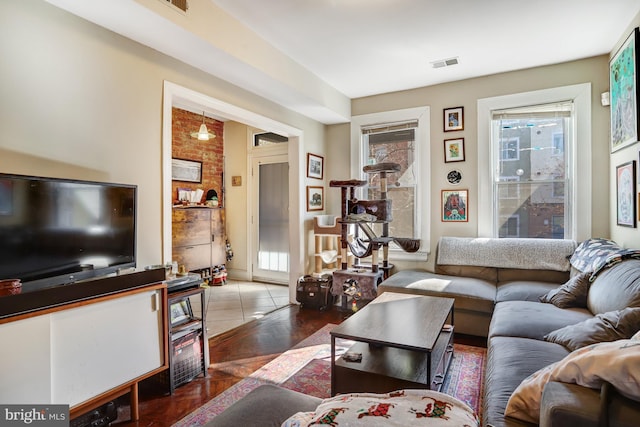 living area with visible vents