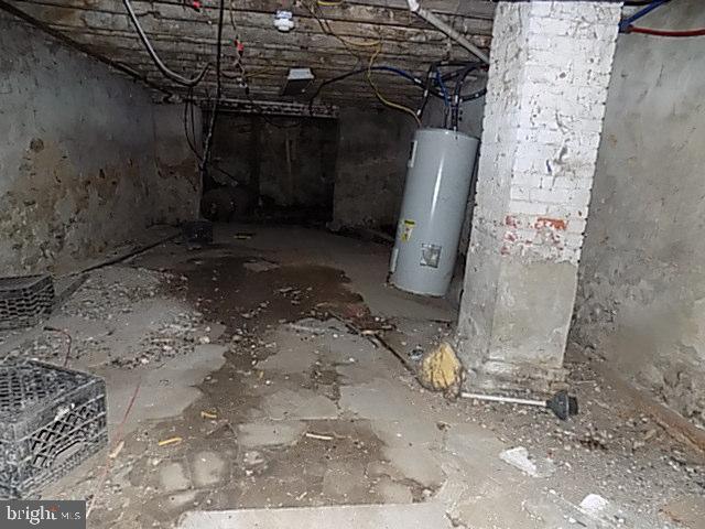 basement with water heater