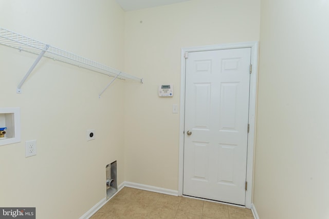 laundry room with washer hookup, laundry area, hookup for an electric dryer, and baseboards