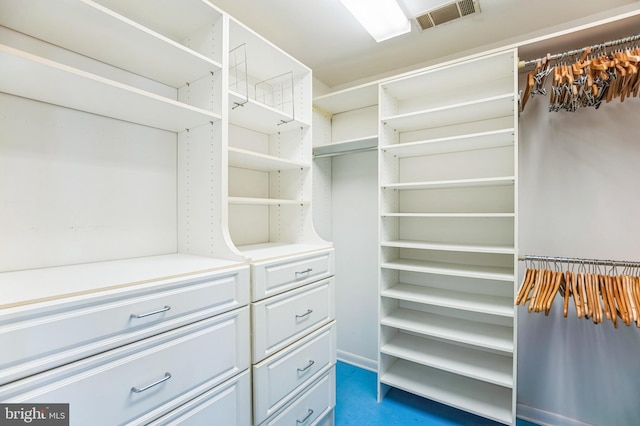 spacious closet featuring visible vents