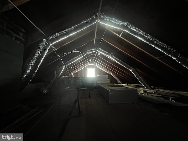 view of unfinished attic