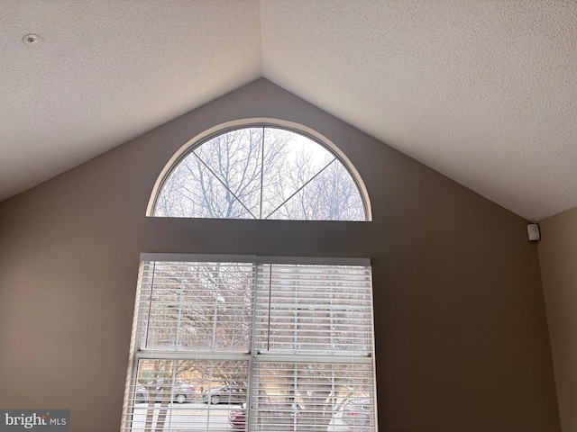 interior details with a textured ceiling