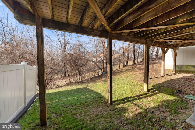 view of yard featuring fence