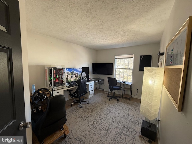 office with a textured ceiling