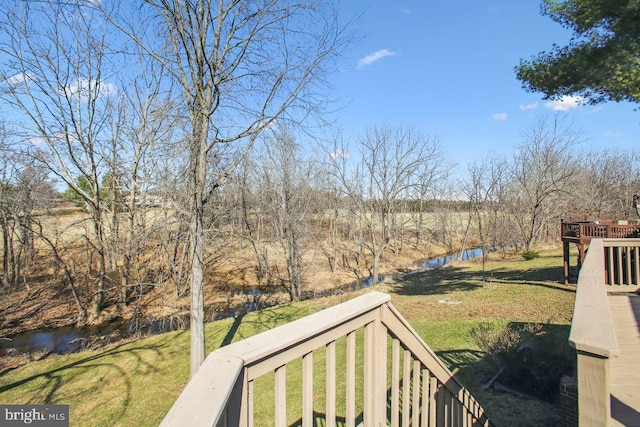 view of yard with a water view