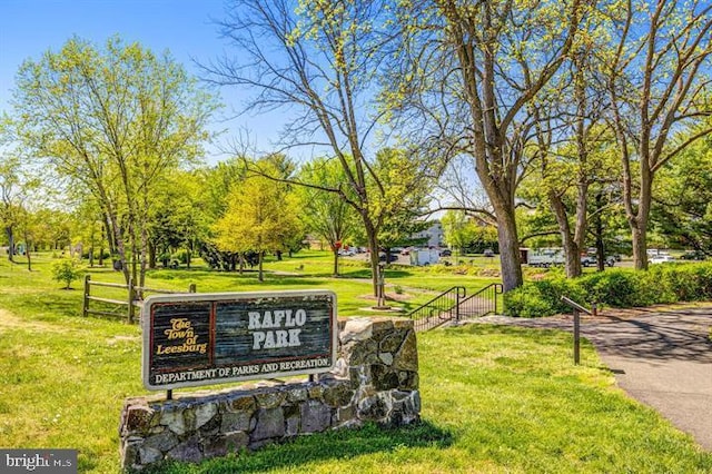 surrounding community featuring a lawn and fence