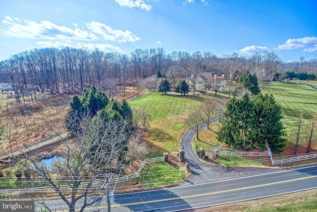 bird's eye view with a rural view