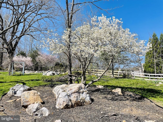 view of yard with fence