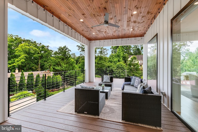 5914 Woodley Rd, Mclean, VA 22101 - deck with a ceiling fan and an outdoor hangout area