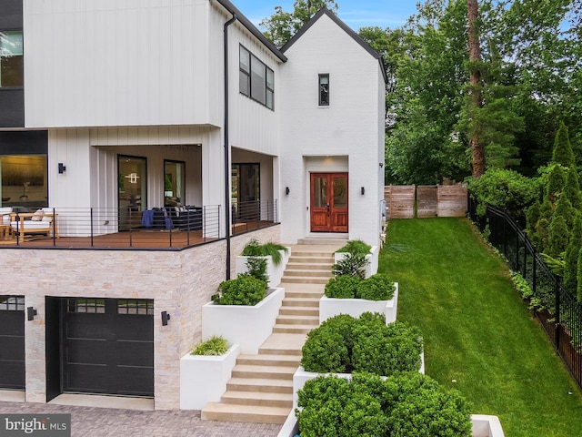 5914 Woodley Rd, Mclean, VA 22101 - view of front of property featuring stairs, a garage, and driveway