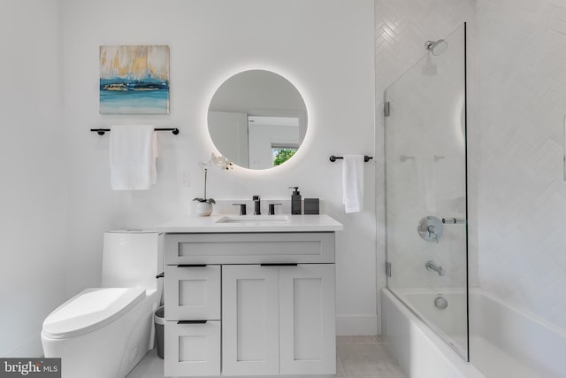 5914 Woodley Rd, Mclean, VA 22101 - full bathroom featuring vanity, toilet, washtub / shower combination, and tile patterned flooring