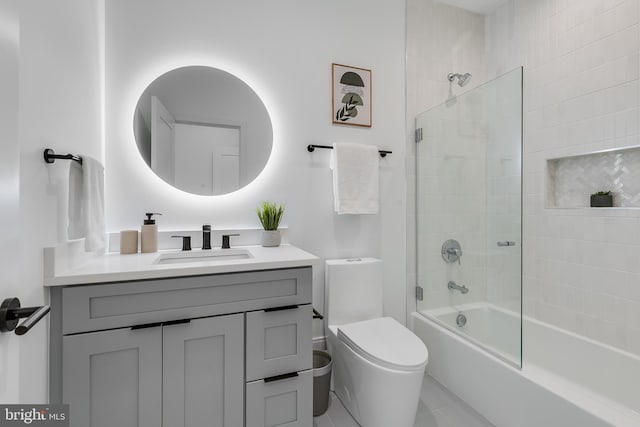 5914 Woodley Rd, Mclean, VA 22101 - bathroom with vanity, shower / bath combination, toilet, and tile patterned flooring