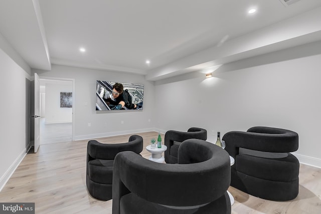 5914 Woodley Rd, Mclean, VA 22101 - cinema room featuring light wood finished floors, recessed lighting, and baseboards
