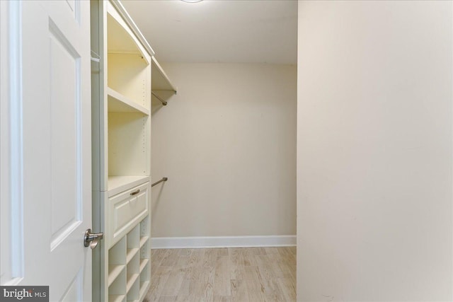 spacious closet with light wood-style flooring