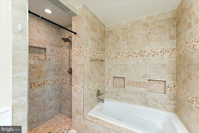 full bathroom with a combined bath / shower with jetted tub