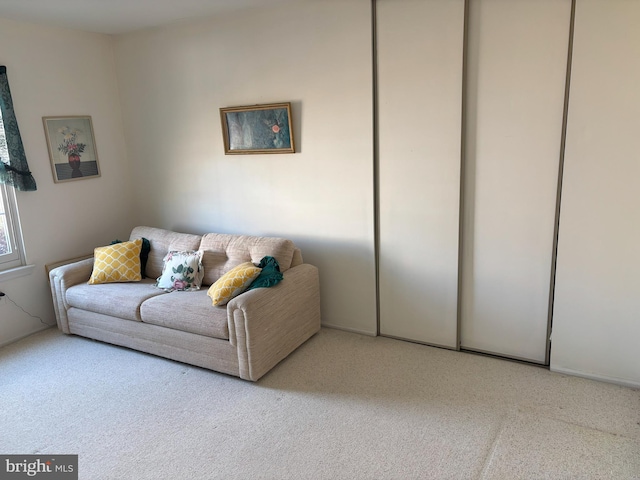 living area with carpet floors