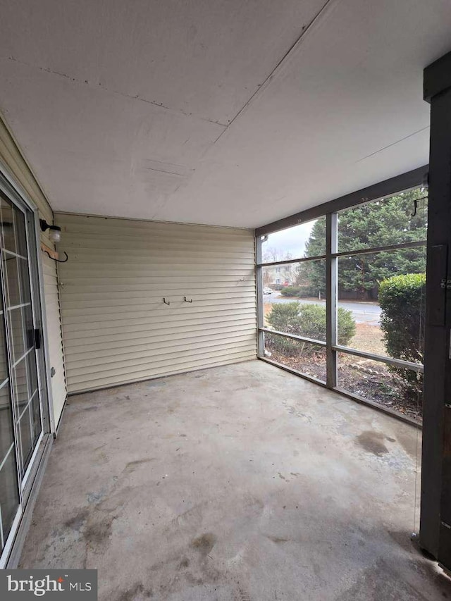 view of unfurnished sunroom