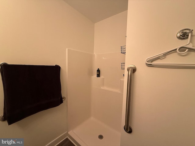 bathroom with a stall shower