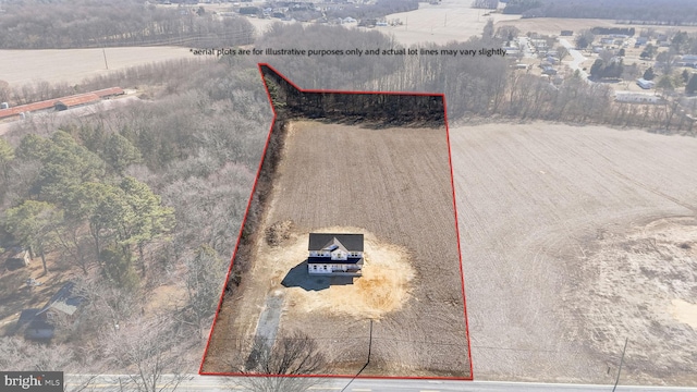 aerial view with a rural view