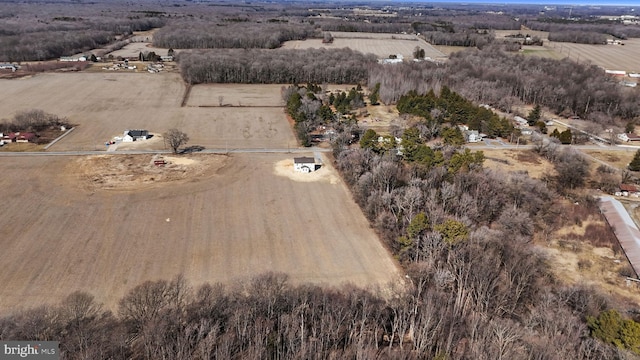 birds eye view of property featuring a rural view