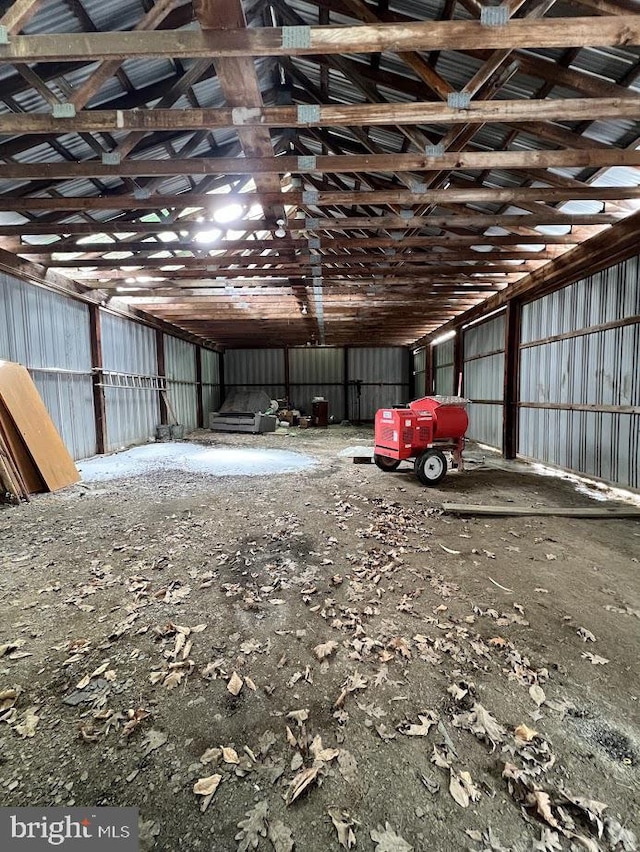 garage with metal wall