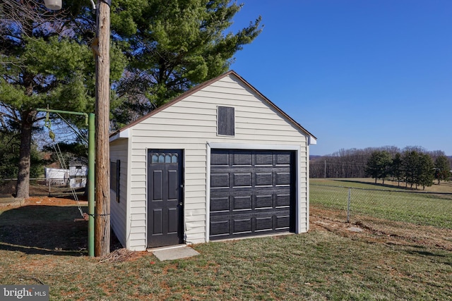 detached garage with fence