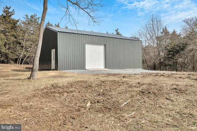 view of detached garage