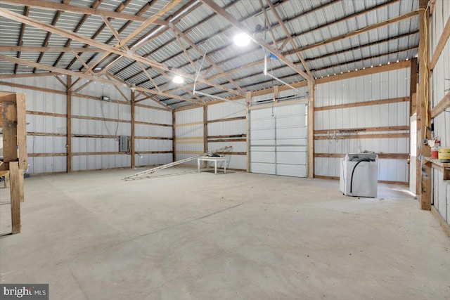 garage featuring metal wall