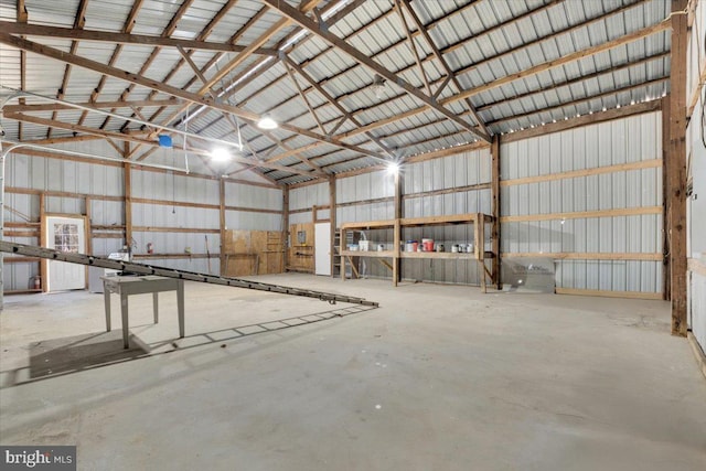 garage with metal wall