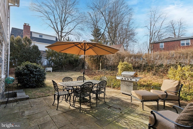 view of patio / terrace with outdoor dining space and grilling area