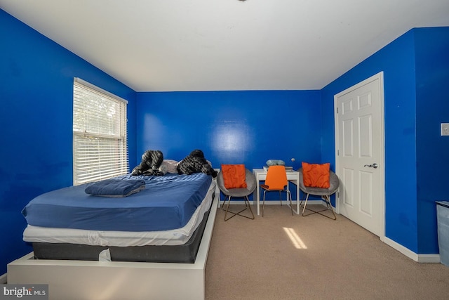 bedroom featuring carpet floors and baseboards