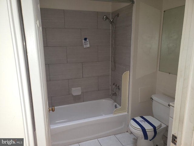 full bath with tile patterned flooring, shower / tub combination, and toilet