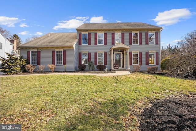 colonial house with a front lawn