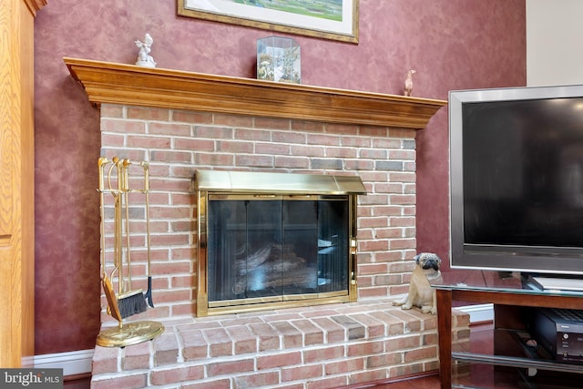 interior details with a fireplace