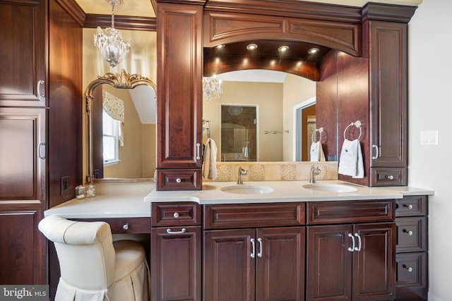 full bathroom featuring a sink and double vanity