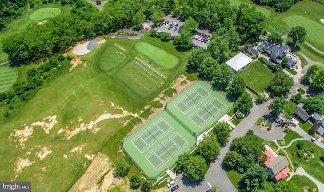 drone / aerial view with golf course view