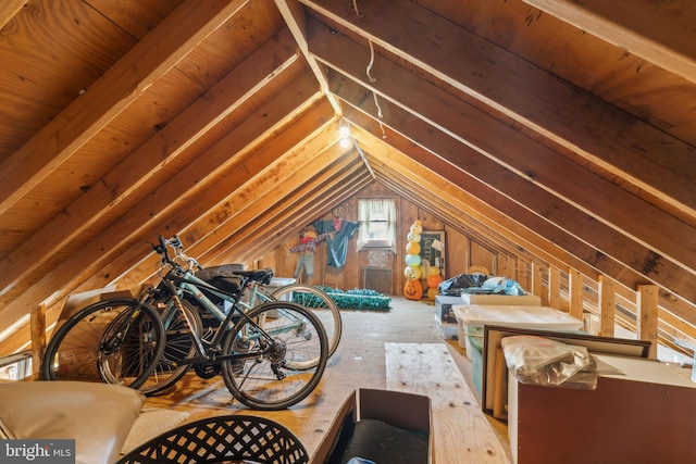 view of unfinished attic