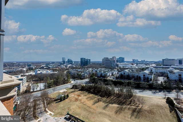 aerial view with a city view