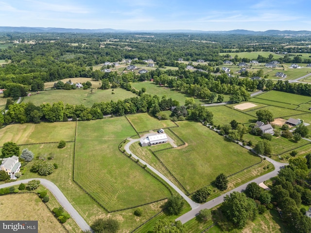 aerial view featuring a rural view