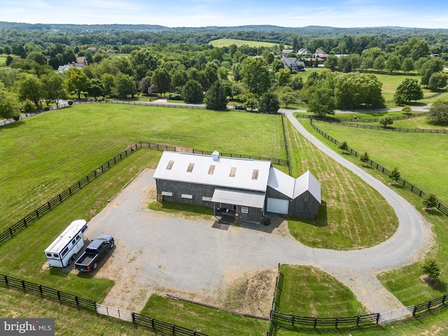 aerial view with a rural view