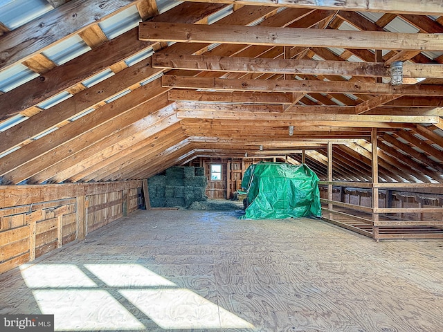 view of unfinished attic