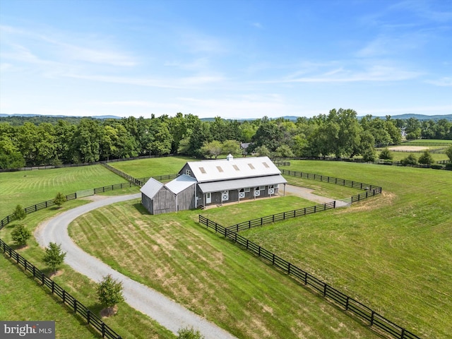 bird's eye view featuring a rural view