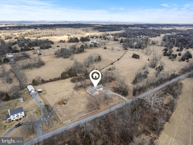 aerial view featuring a rural view