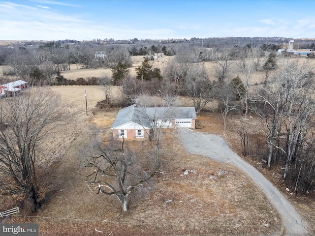 drone / aerial view featuring a rural view