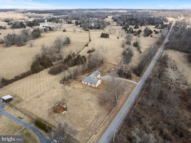 drone / aerial view featuring a rural view