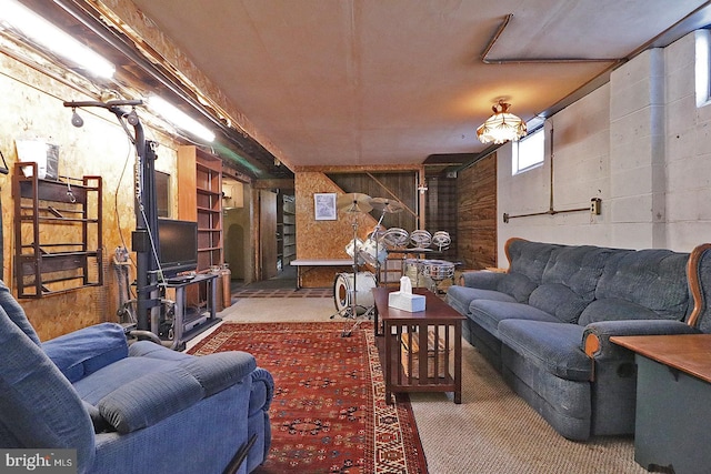 view of carpeted living area