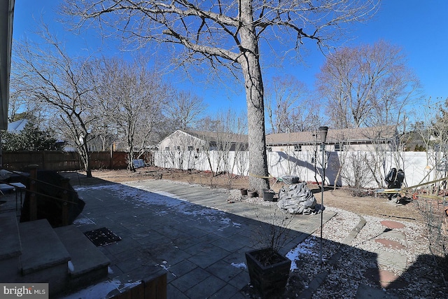 exterior space featuring a patio and a fenced backyard