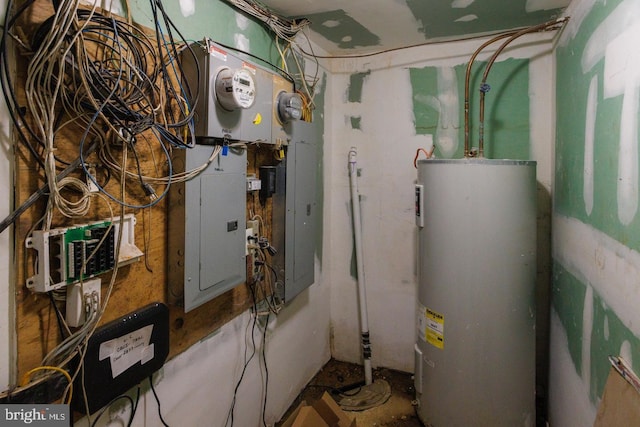 utilities with electric panel and water heater