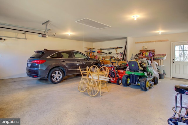 garage with a garage door opener