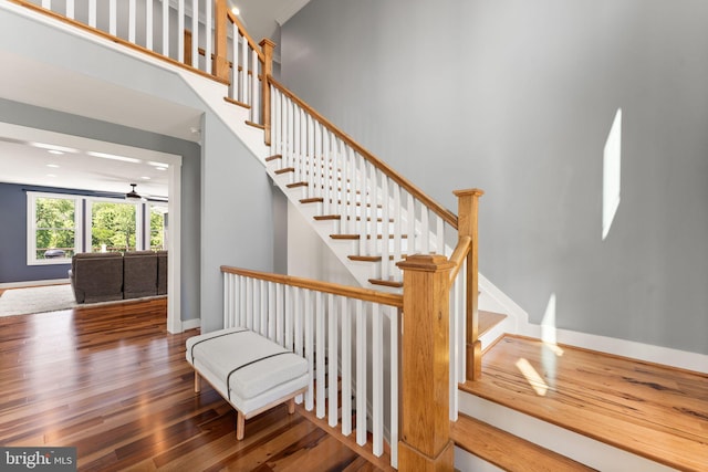 36976 Walnut Park Ln, Purcellville, VA 20132 - stairway featuring wood finished floors and baseboards